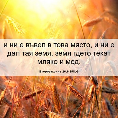 Picture 06 - Второзаконие 26:9 BULG - и ни е въвел в това място, и - Bible Verse Picture