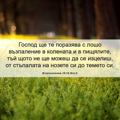 Picture 06 - Второзаконие 28:35 BULG - Господ ще те поразява с - Bible Verse Picture