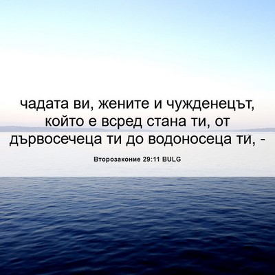 Picture 06 - Второзаконие 29:11 BULG - чадата ви, жените и - Bible Verse Picture