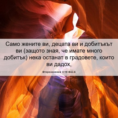 Picture 06 - Второзаконие 3:19 BULG - Само жените ви, децата ви и - Bible Verse Picture
