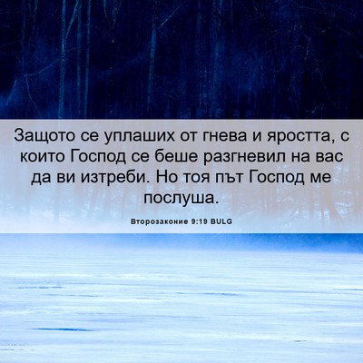 Picture 06 - Второзаконие 9:19 BULG - Защото се уплаших от гнева - Bible Verse Picture
