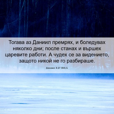 Picture 06 - Данаил 8:27 BULG - Тогава аз Даниил премрях, и - Bible Verse Picture