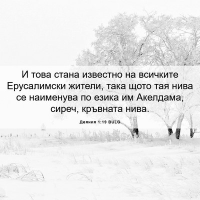 Picture 06 - Деяния 1:19 BULG - И това стана известно на - Bible Verse Picture