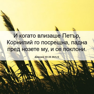 Picture 06 - Деяния 10:25 BULG - И когато влизаше Петър, - Bible Verse Picture