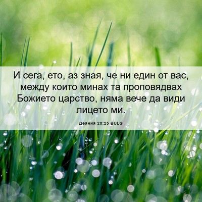 Picture 06 - Деяния 20:25 BULG - И сега, ето, аз зная, че ни - Bible Verse Picture