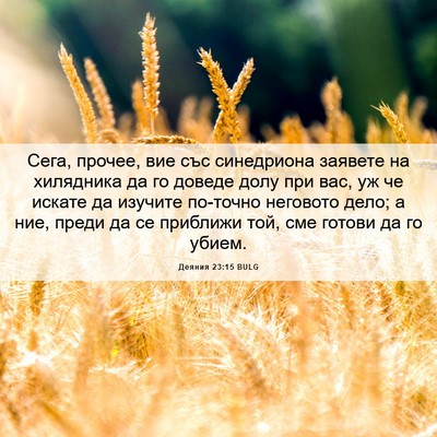 Picture 06 - Деяния 23:15 BULG - Сега, прочее, вие със - Bible Verse Picture