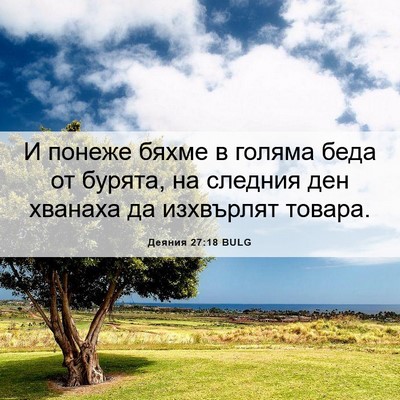 Picture 06 - Деяния 27:18 BULG - И понеже бяхме в голяма - Bible Verse Picture