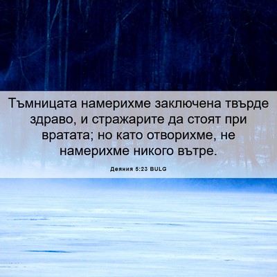 Picture 06 - Деяния 5:23 BULG - Тъмницата намерихме - Bible Verse Picture