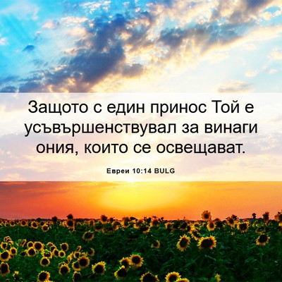 Picture 06 - Евреи 10:14 BULG - Защото с един принос Той е - Bible Verse Picture
