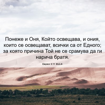 Picture 06 - Евреи 2:11 BULG - Понеже и Оня, Който - Bible Verse Picture