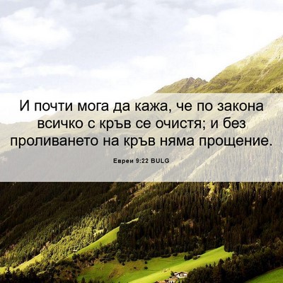 Picture 06 - Евреи 9:22 BULG - И почти мога да кажа, че по - Bible Verse Picture