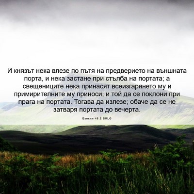 Picture 06 - Езекил 46:2 BULG - И князът нека влезе по пътя - Bible Verse Picture