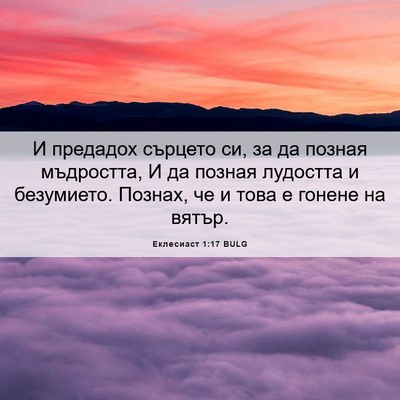 Picture 06 - Еклесиаст 1:17 BULG - И предадох сърцето си, за - Bible Verse Picture