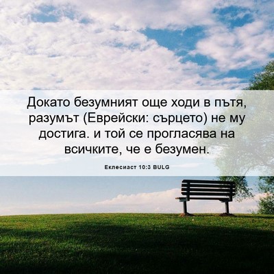 Picture 06 - Еклесиаст 10:3 BULG - Докато безумният още ходи - Bible Verse Picture