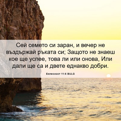 Picture 06 - Еклесиаст 11:6 BULG - Сей семето си заран, и - Bible Verse Picture