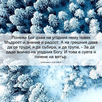 Picture 06 - Еклесиаст 2:26 BULG - Понеже Бог дава на угодния - Bible Verse Picture