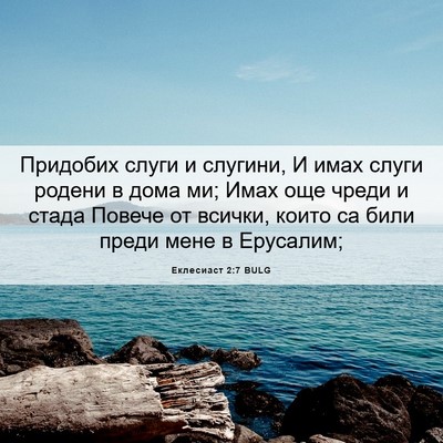 Picture 06 - Еклесиаст 2:7 BULG - Придобих слуги и слугини, И - Bible Verse Picture