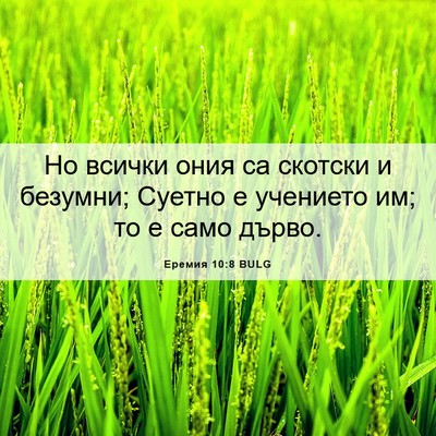 Picture 06 - Еремия 10:8 BULG - Но всички ония са скотски и - Bible Verse Picture