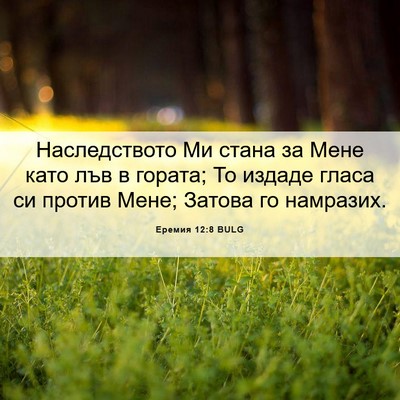 Picture 06 - Еремия 12:8 BULG - Наследството Ми стана за - Bible Verse Picture
