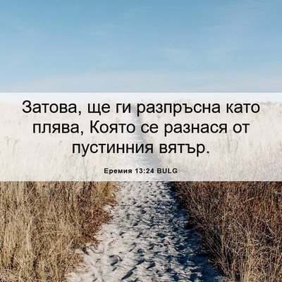 Picture 06 - Еремия 13:24 BULG - Затова, ще ги разпръсна - Bible Verse Picture
