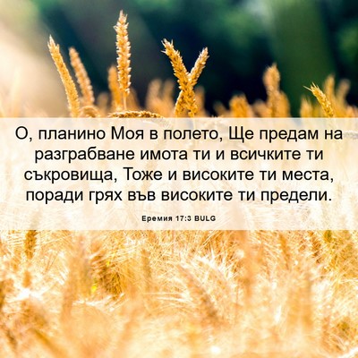 Picture 06 - Еремия 17:3 BULG - О, планино Моя в полето, Ще - Bible Verse Picture