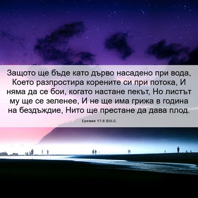 Picture 06 - Еремия 17:8 BULG - Защото ще бъде като дърво - Bible Verse Picture