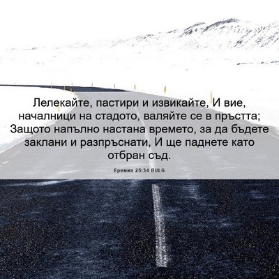 Picture 06 - Еремия 25:34 BULG - Лелекайте, пастири и - Bible Verse Picture