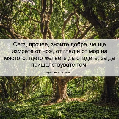 Picture 06 - Еремия 42:22 BULG - Сега, прочее, знайте добре, - Bible Verse Picture