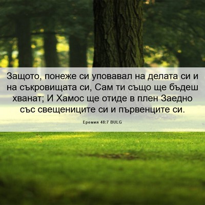 Picture 06 - Еремия 48:7 BULG - Защото, понеже си уповавал - Bible Verse Picture