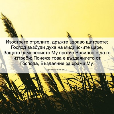 Picture 06 - Еремия 51:11 BULG - Изострете стрелите, дръжте - Bible Verse Picture