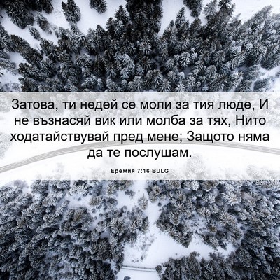 Picture 06 - Еремия 7:16 BULG - Затова, ти недей се моли за - Bible Verse Picture