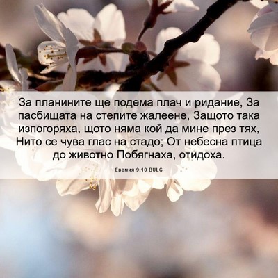 Picture 06 - Еремия 9:10 BULG - За планините ще подема - Bible Verse Picture