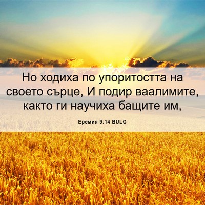 Picture 06 - Еремия 9:14 BULG - Но ходиха по упоритостта - Bible Verse Picture