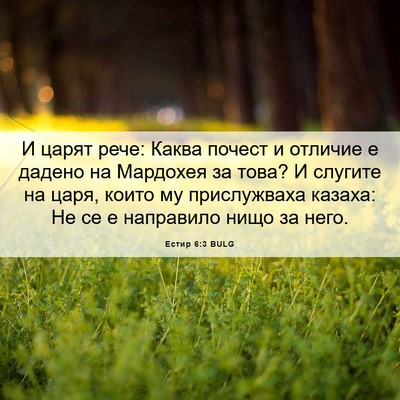 Picture 06 - Естир 6:3 BULG - И царят рече: Каква почест - Bible Verse Picture