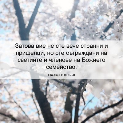 Picture 06 - Ефесяни 2:19 BULG - Затова вие не сте вече - Bible Verse Picture