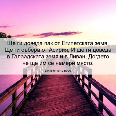 Picture 06 - Захария 10:10 BULG - Ще ги доведа пак от - Bible Verse Picture