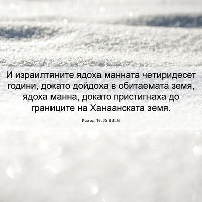 Picture 06 - Изход 16:35 BULG - И израилтяните ядоха - Bible Verse Picture