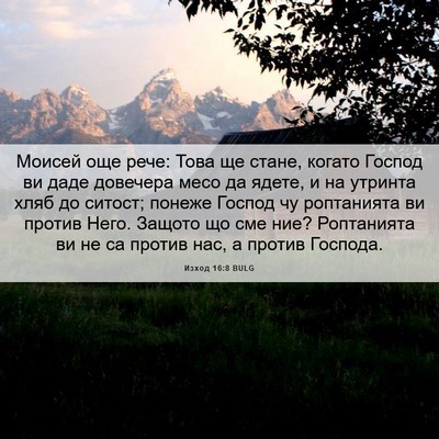 Picture 06 - Изход 16:8 BULG - Моисей още рече: Това ще - Bible Verse Picture