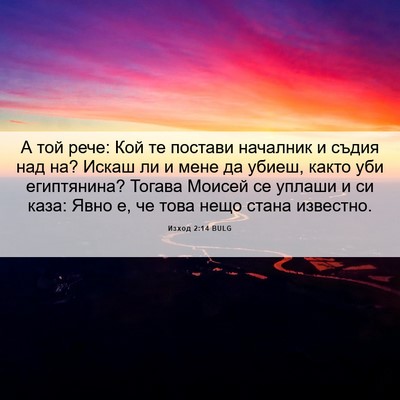 Picture 06 - Изход 2:14 BULG - А той рече: Кой те постави - Bible Verse Picture