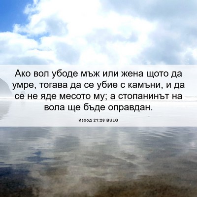 Picture 06 - Изход 21:28 BULG - Ако вол убоде мъж или жена - Bible Verse Picture