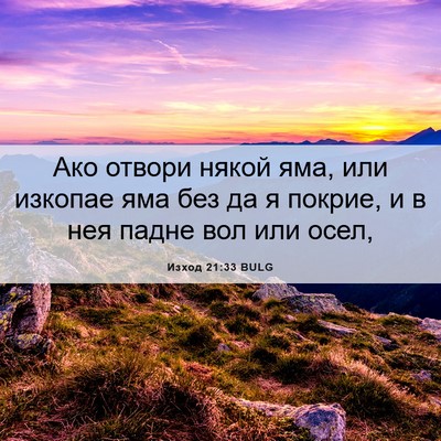 Picture 06 - Изход 21:33 BULG - Ако отвори някой яма, или - Bible Verse Picture