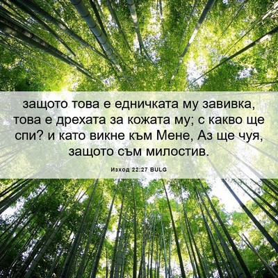 Picture 06 - Изход 22:27 BULG - защото това е едничката му - Bible Verse Picture