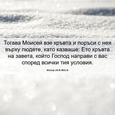 Picture 06 - Изход 24:8 BULG - Тогава Моисей взе кръвта и - Bible Verse Picture