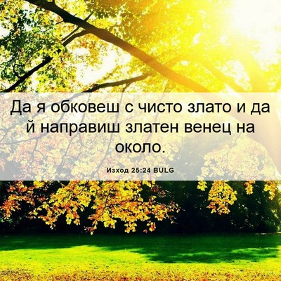 Picture 06 - Изход 25:24 BULG - Да я обковеш с чисто злато - Bible Verse Picture