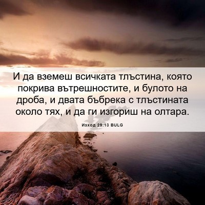 Picture 06 - Изход 29:13 BULG - И да вземеш всичката - Bible Verse Picture