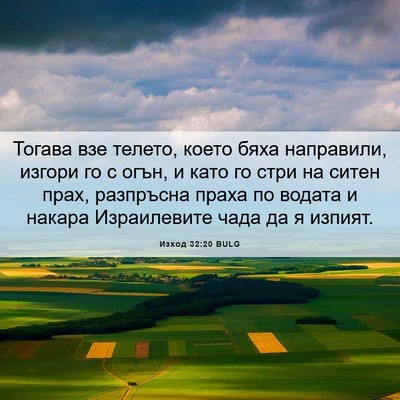 Picture 06 - Изход 32:20 BULG - Тогава взе телето, което - Bible Verse Picture