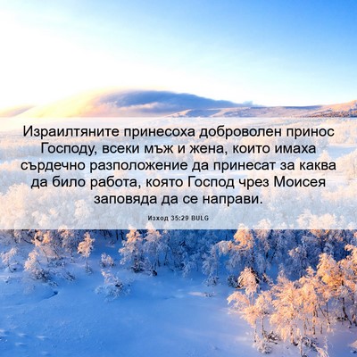 Picture 06 - Изход 35:29 BULG - Израилтяните принесоха - Bible Verse Picture