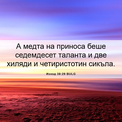 Picture 06 - Изход 38:29 BULG - А медта на приноса беше - Bible Verse Picture