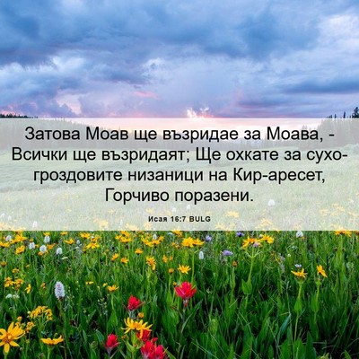 Picture 06 - Исая 16:7 BULG - Затова Моав ще възридае за - Bible Verse Picture