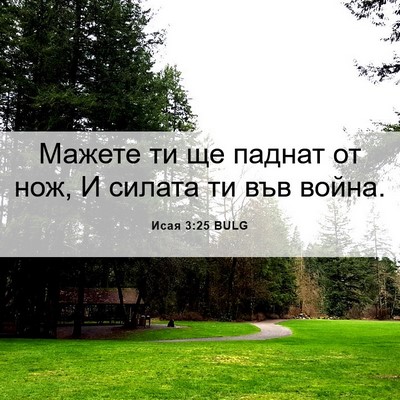 Picture 06 - Исая 3:25 BULG - Мажете ти ще паднат от нож, - Bible Verse Picture